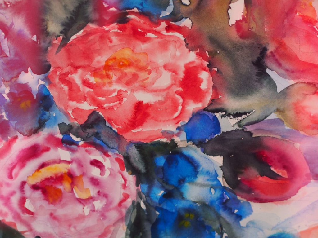 Blumen Nahaufnahme - Aquarell von Maria Lammerskötter