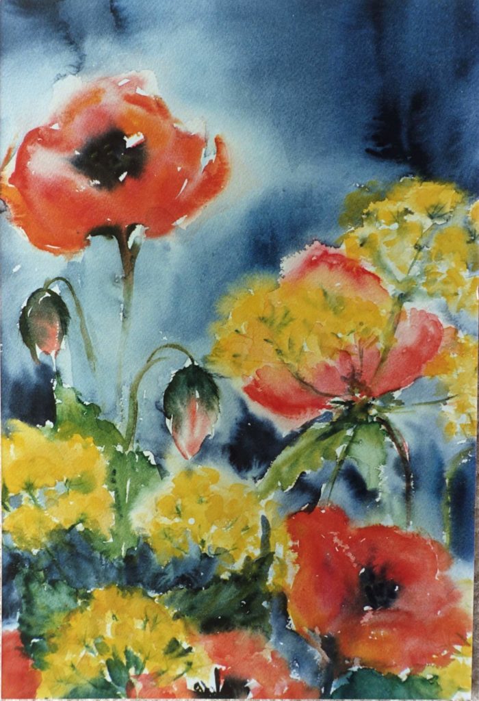 Mohnblumen Portrait - Aquarell von Maria Lammerskötter