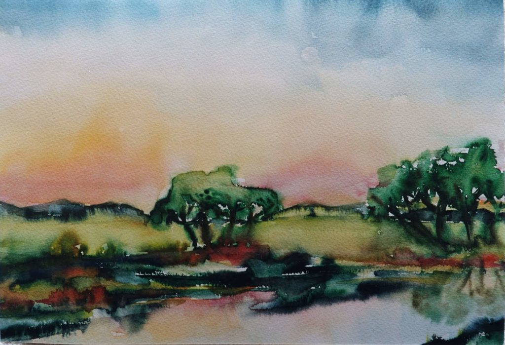Moorlandschaft - Aquarell von Maria Lammerskötter